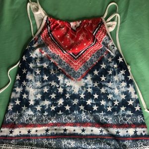Patriotic halter top with fringe
